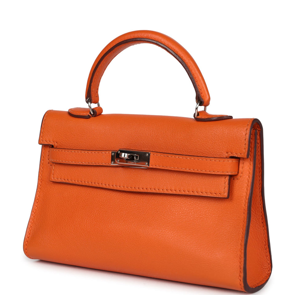 Hermes Micro Kelly 15 Orange Swift Palladium Hardware