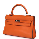 Hermes Micro Kelly 15 Orange Swift Palladium Hardware