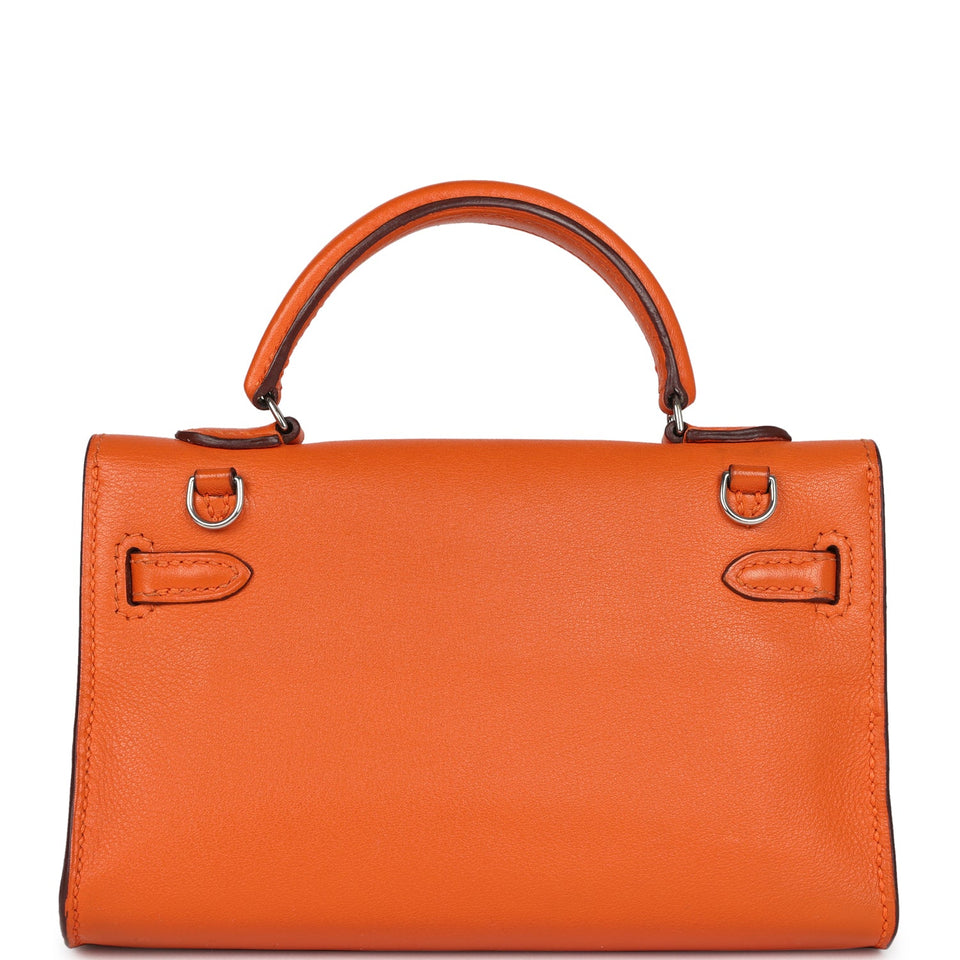 Hermes Micro Kelly 15 Orange Swift Palladium Hardware