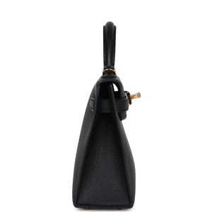 Hermes Kelly Sellier 20 Black Epsom Gold Hardware