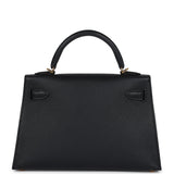 Hermes Kelly Sellier 20 Black Epsom Gold Hardware