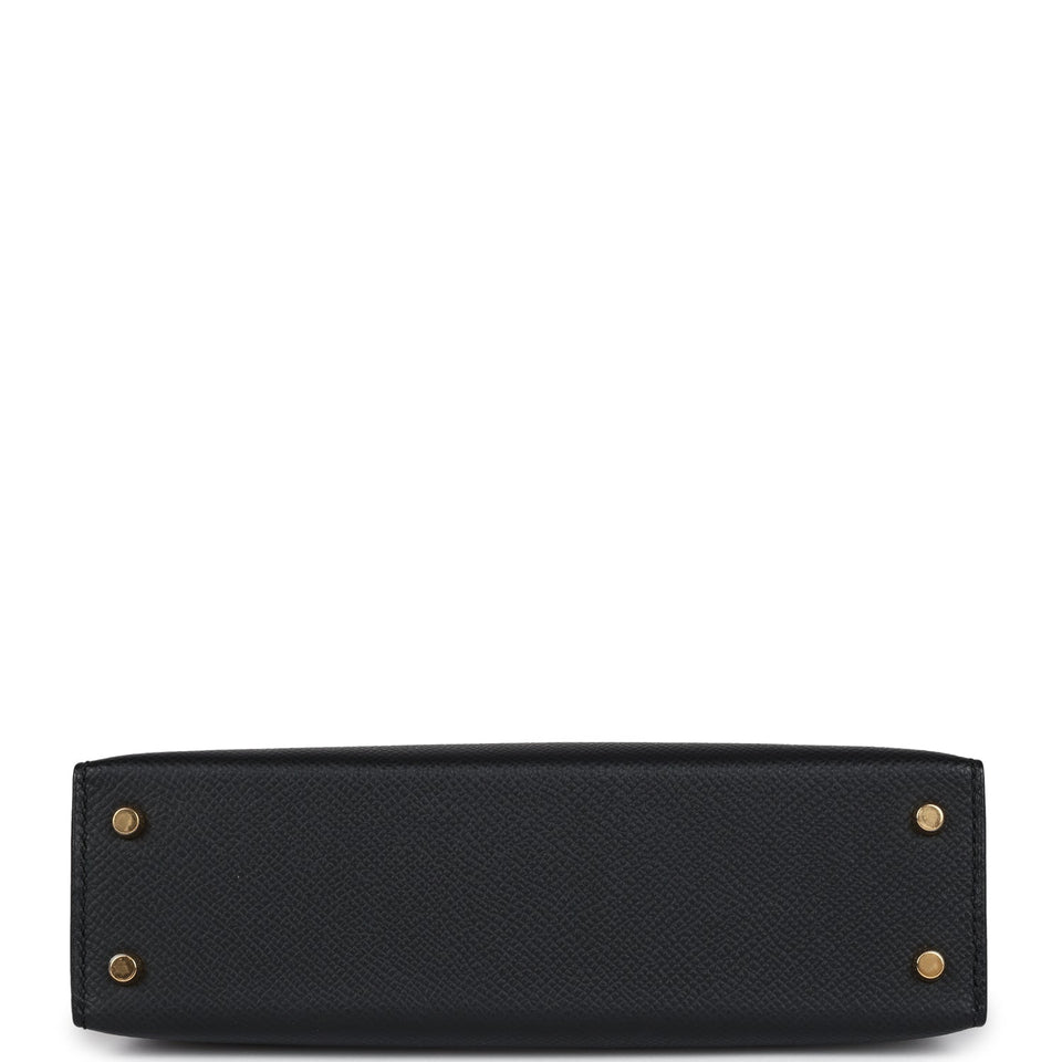 Hermes Kelly Sellier 20 Black Epsom Gold Hardware