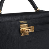 Hermes Kelly Sellier 20 Black Epsom Gold Hardware