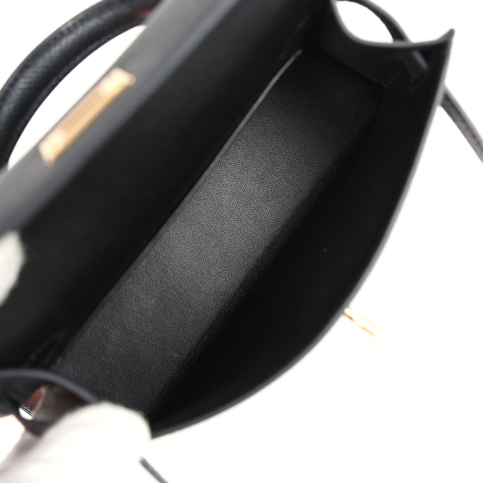 Hermes Kelly Sellier 20 Black Epsom Gold Hardware