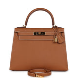 New Hermes Kelly Sellier 28 Gold Epsom Gold Hardware