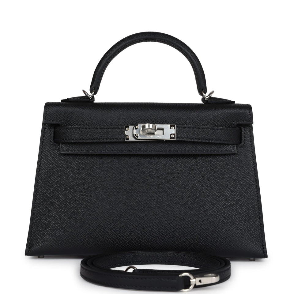 Hermes Kelly Sellier 20 Black Epsom Palladium Hardware
