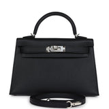 Hermes Kelly Sellier 20 Black Epsom Palladium Hardware
