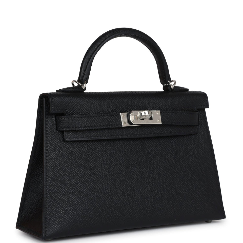 Hermes Kelly Sellier 20 Black Epsom Palladium Hardware