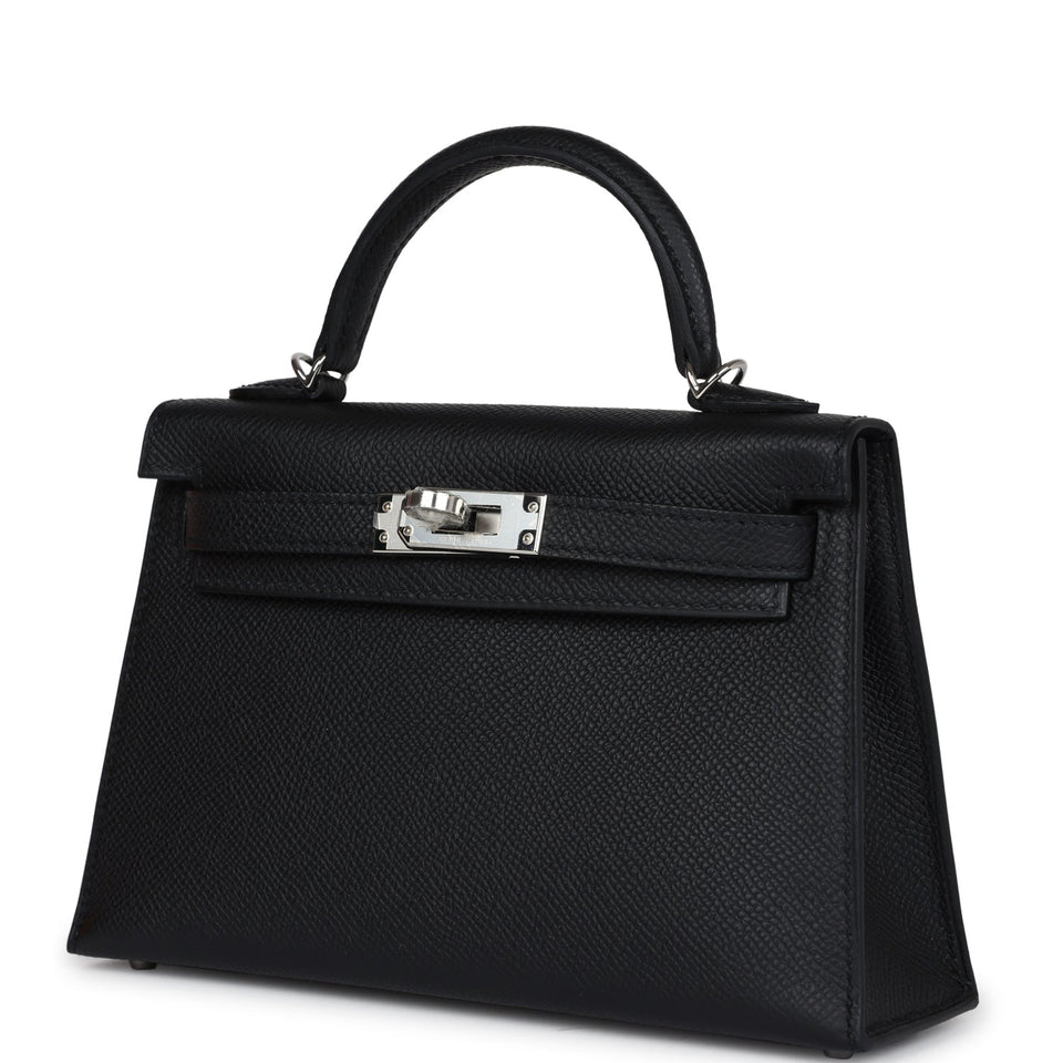 Hermes Kelly Sellier 20 Black Epsom Palladium Hardware