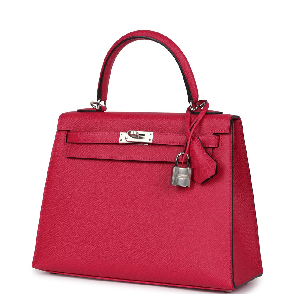 Hermes Kelly Sellier 25 Framboise Verso Epsom Palladium Hardware