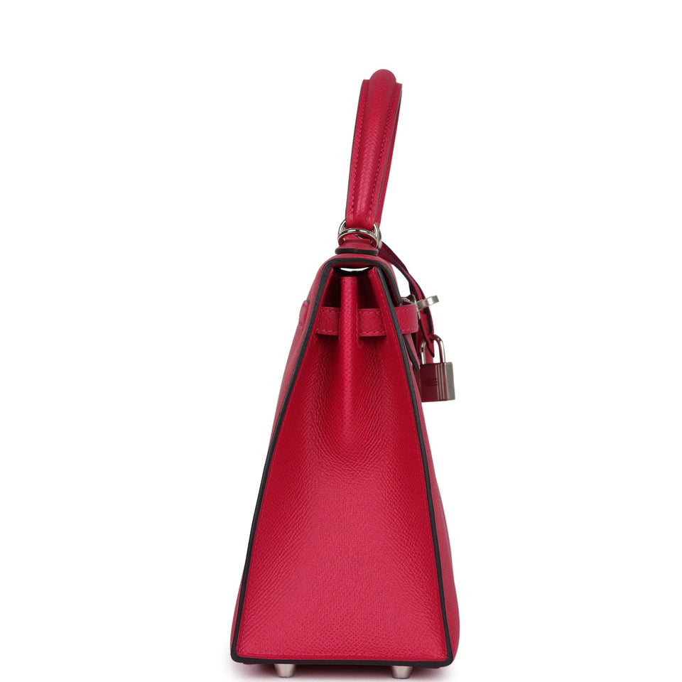 Hermes Kelly Sellier 25 Framboise Verso Epsom Palladium Hardware