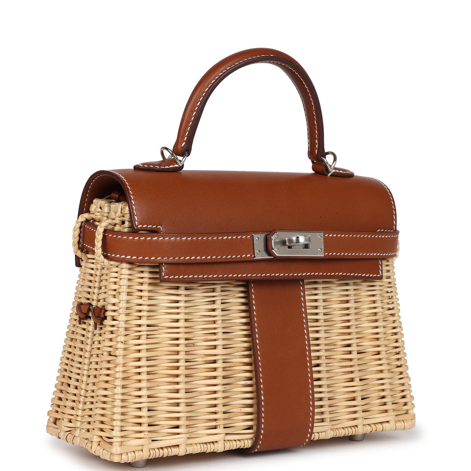 Hermes Mini Picnic Kelly 20 Fauve Barenia Palladium Hardware