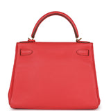 Hermes Kelly Retourne 28 Rose Jaipur Clemence Gold Hardware