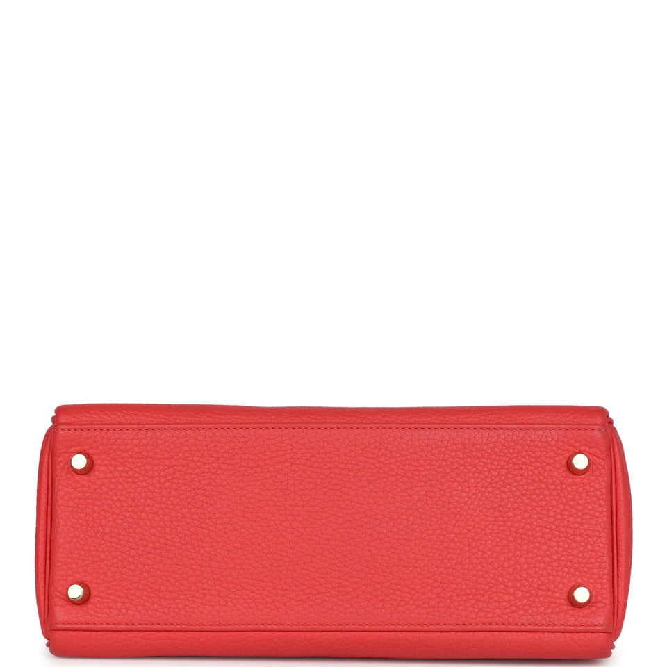 Hermes Kelly Retourne 28 Rose Jaipur Clemence Gold Hardware