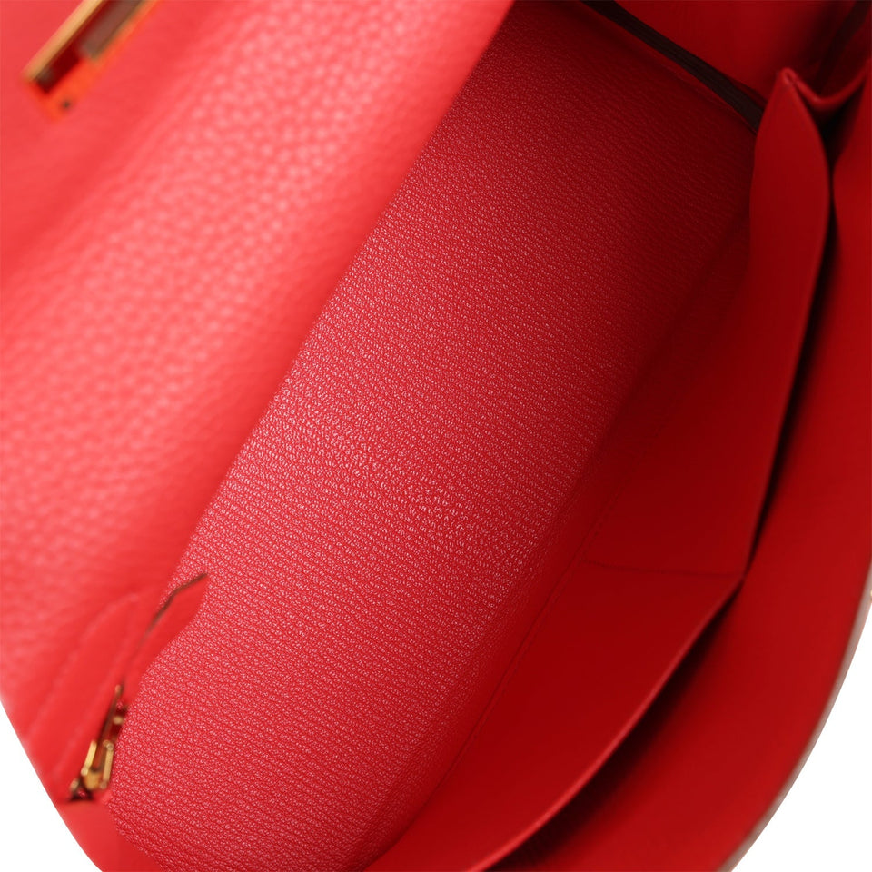 Hermes Kelly Retourne 28 Rose Jaipur Clemence Gold Hardware