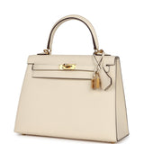 New Hermes Kelly Sellier 25 Nata Epsom Gold Hardware