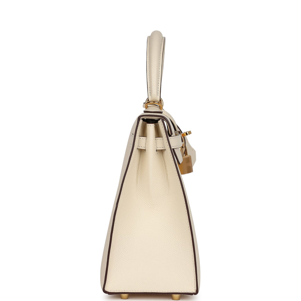 New Hermes Kelly Sellier 25 Nata Epsom Gold Hardware