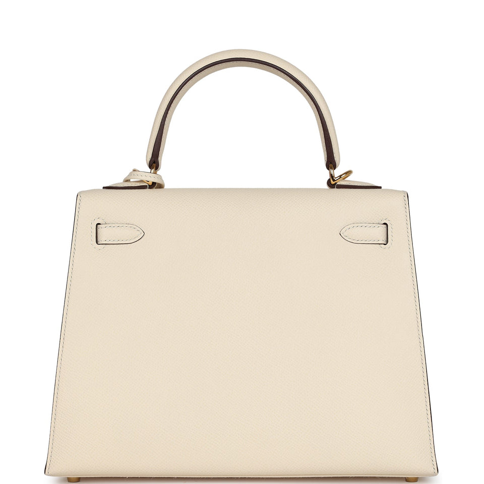 New Hermes Kelly Sellier 25 Nata Epsom Gold Hardware
