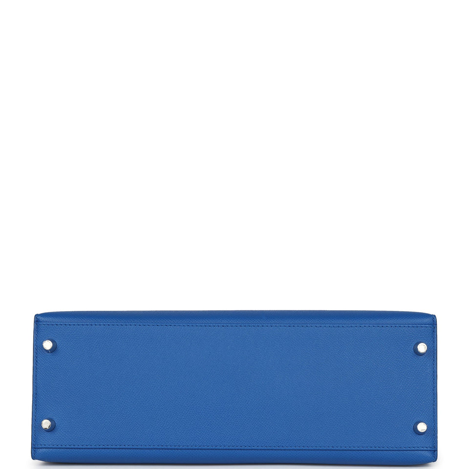 Hermes Kelly Sellier 32 Bleu France Epsom Palladium Hardware