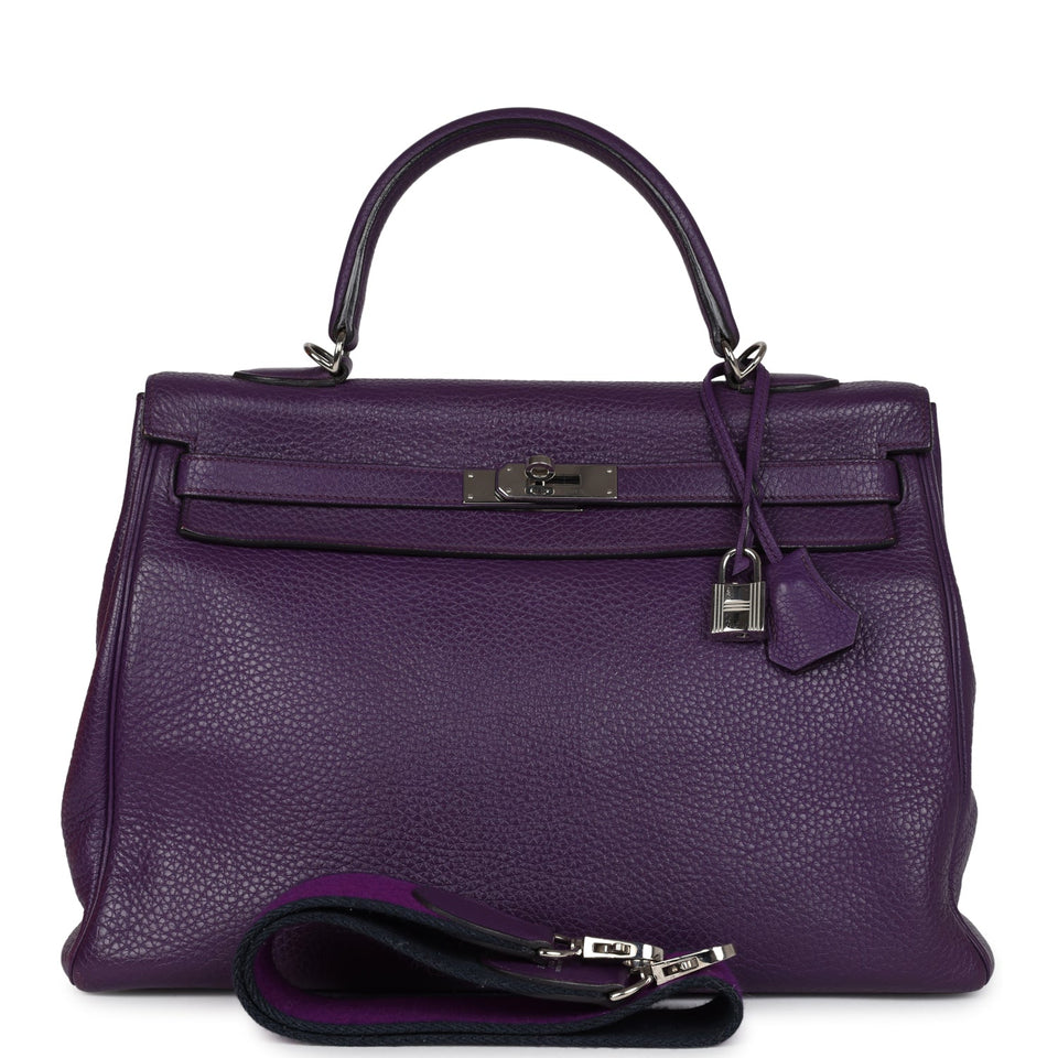 Hermes Kelly Retourne 35 Ultraviolet Clemence Palladium Hardware