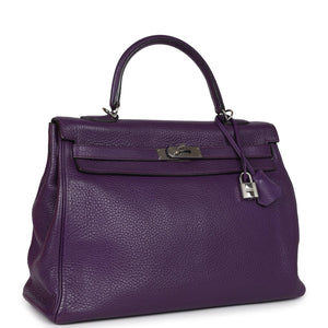 Hermes Kelly Retourne 35 Ultraviolet Clemence Palladium Hardware
