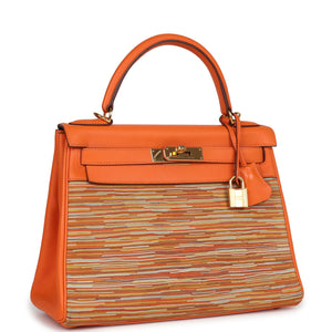 Hermes Kelly Retourne 28 Vibrato Orange Evercalf Gold Hardware