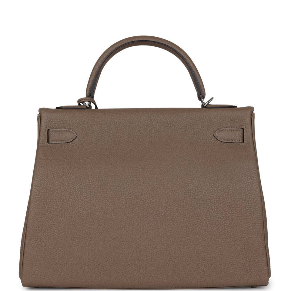 Hermes Special Order (HSS) Kelly Retourne 32 Etoupe Verso Togo Palladium Hardware