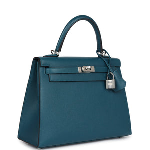 Hermes Kelly Sellier 25 Vert Bosphore Verso Madame Palladium Hardware