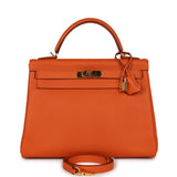 Hermes Kelly Retourne 32 Orange H Epsom Gold Hardware