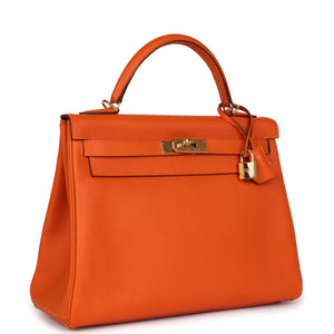 Hermes Kelly Retourne 32 Orange H Epsom Gold Hardware