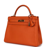 Hermes Kelly Retourne 32 Orange H Epsom Gold Hardware