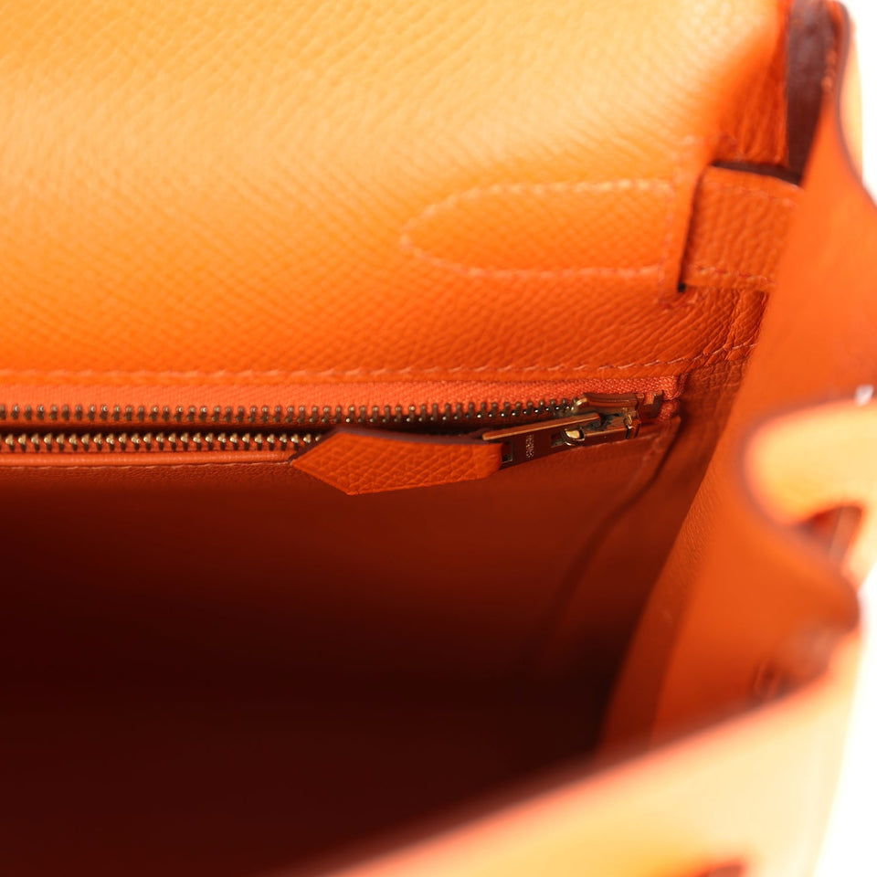 Hermes Kelly Retourne 32 Orange H Epsom Gold Hardware