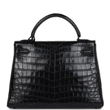 Hermes Kelly Retourne 32 SO Black Matte Niloticus Crocodile Black Hardware