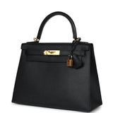 Hermes Kelly Sellier 28 Black Epsom Gold Hardware