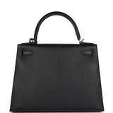 Hermes Kelly Sellier 28 Black Epsom Gold Hardware