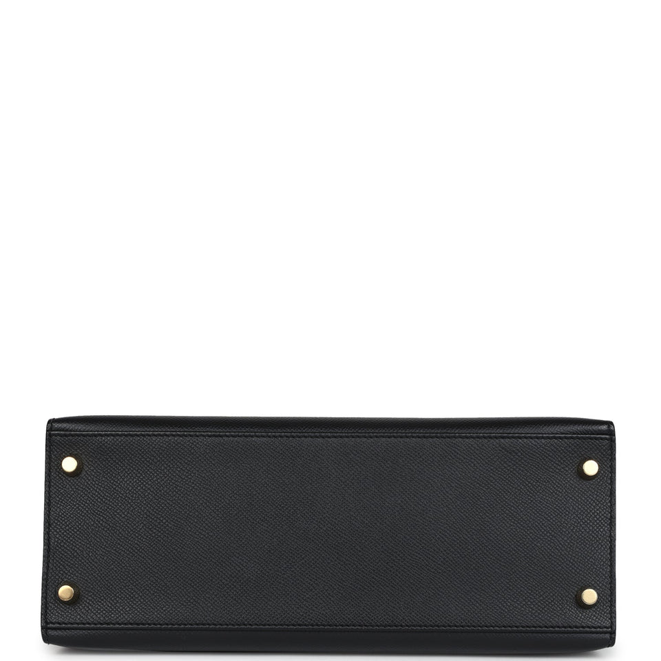 Hermes Kelly Sellier 28 Black Epsom Gold Hardware