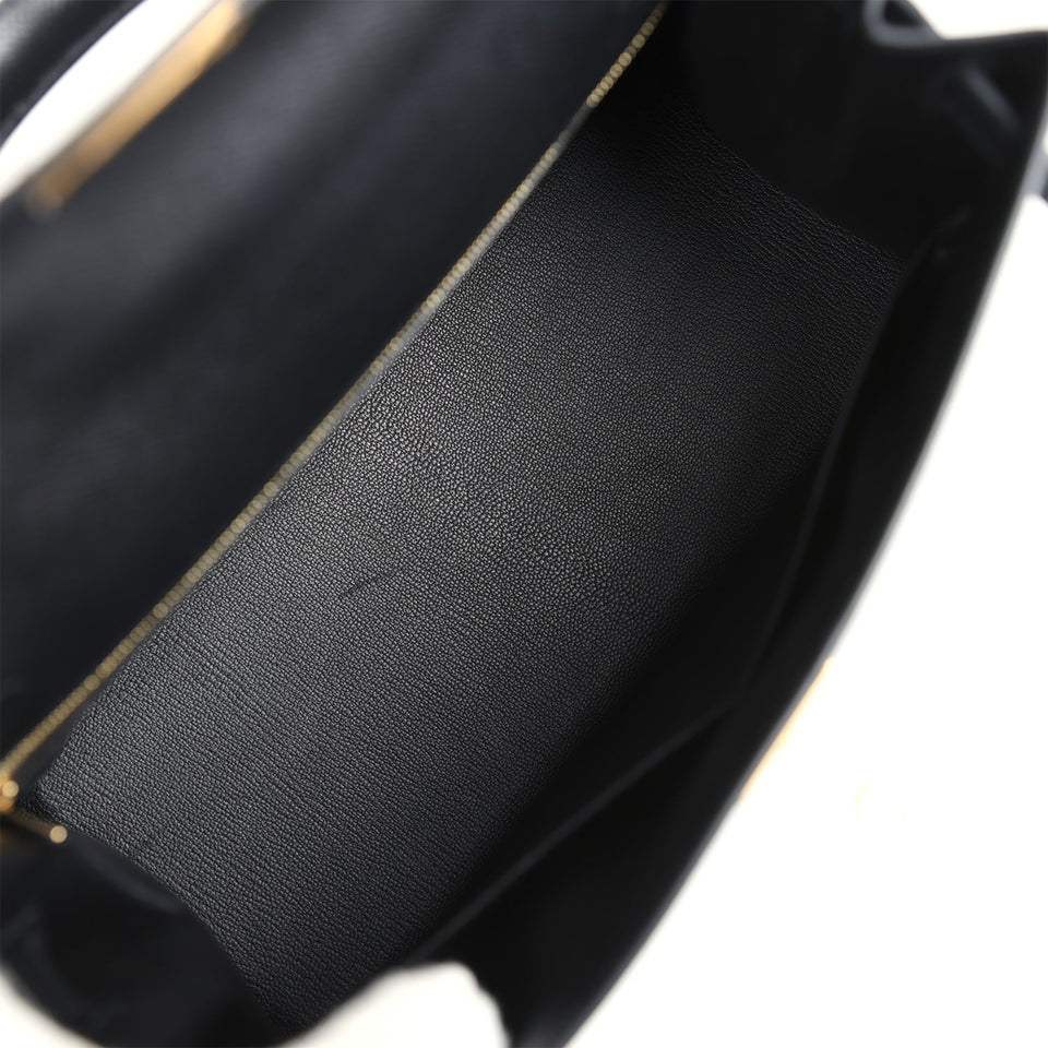 Hermes Kelly Sellier 28 Black Epsom Gold Hardware