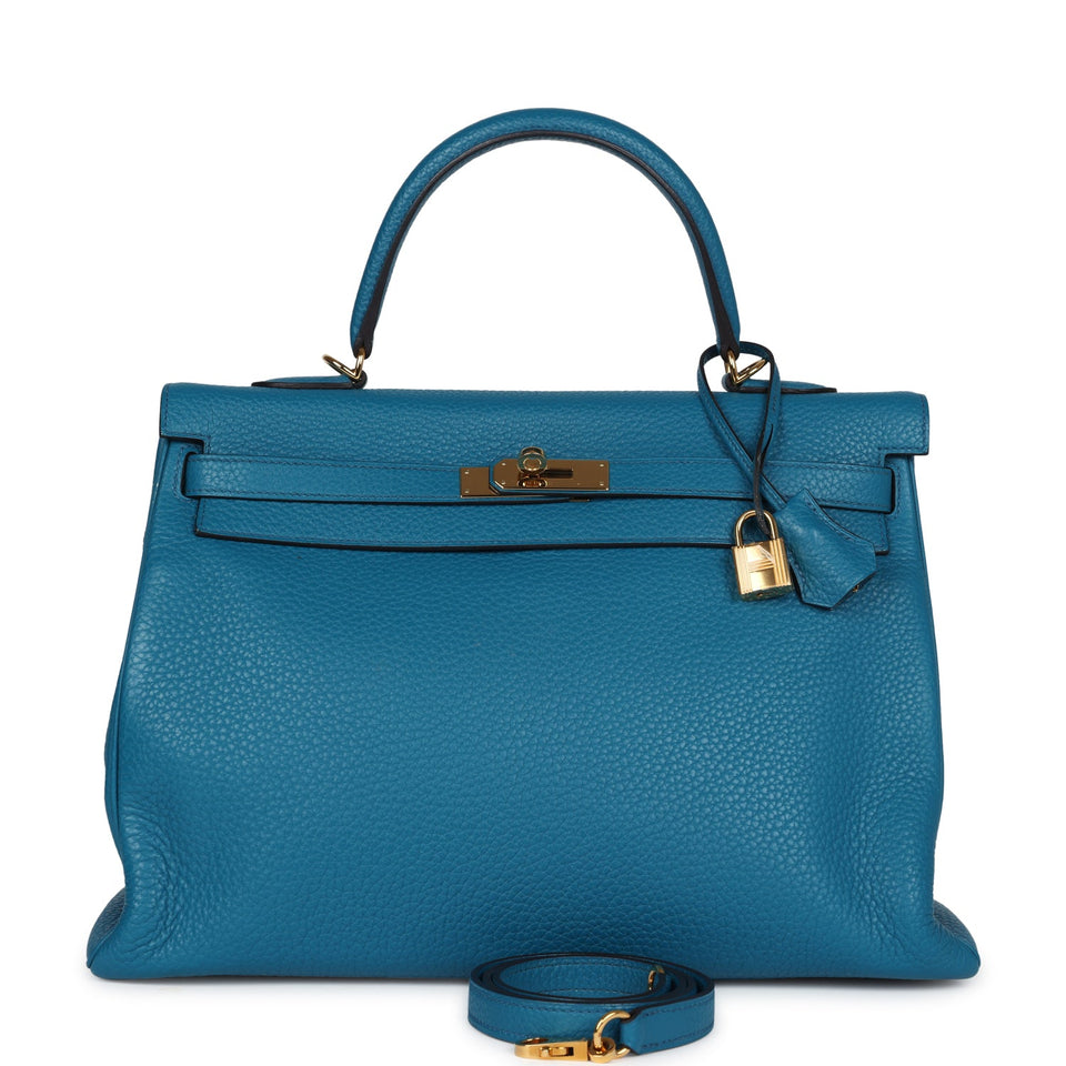 Hermes Kelly Retourne 35 Cobalt Clemence Gold Hardware