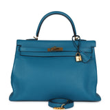Hermes Kelly Retourne 35 Cobalt Clemence Gold Hardware
