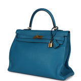 Hermes Kelly Retourne 35 Cobalt Clemence Gold Hardware