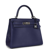 Hermes Kelly Retourne 28 Bleu Encre Verso Evercolor Palladium Hardware