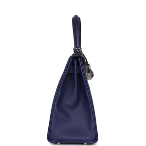 Hermes Kelly Retourne 28 Bleu Encre Verso Evercolor Palladium Hardware