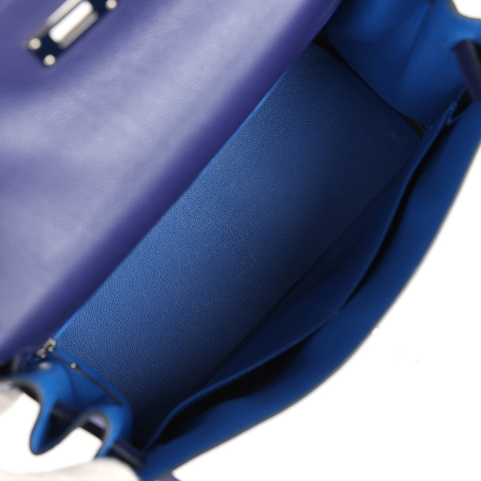 Hermes Kelly Retourne 28 Bleu Encre Verso Evercolor Palladium Hardware