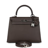 New Hermes Kelly Sellier 25 Ecorce Epsom Palladium Hardware