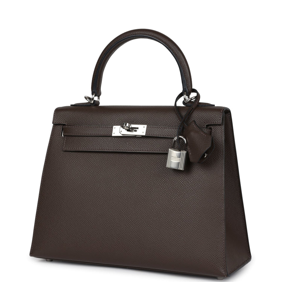 New Hermes Kelly Sellier 25 Ecorce Epsom Palladium Hardware