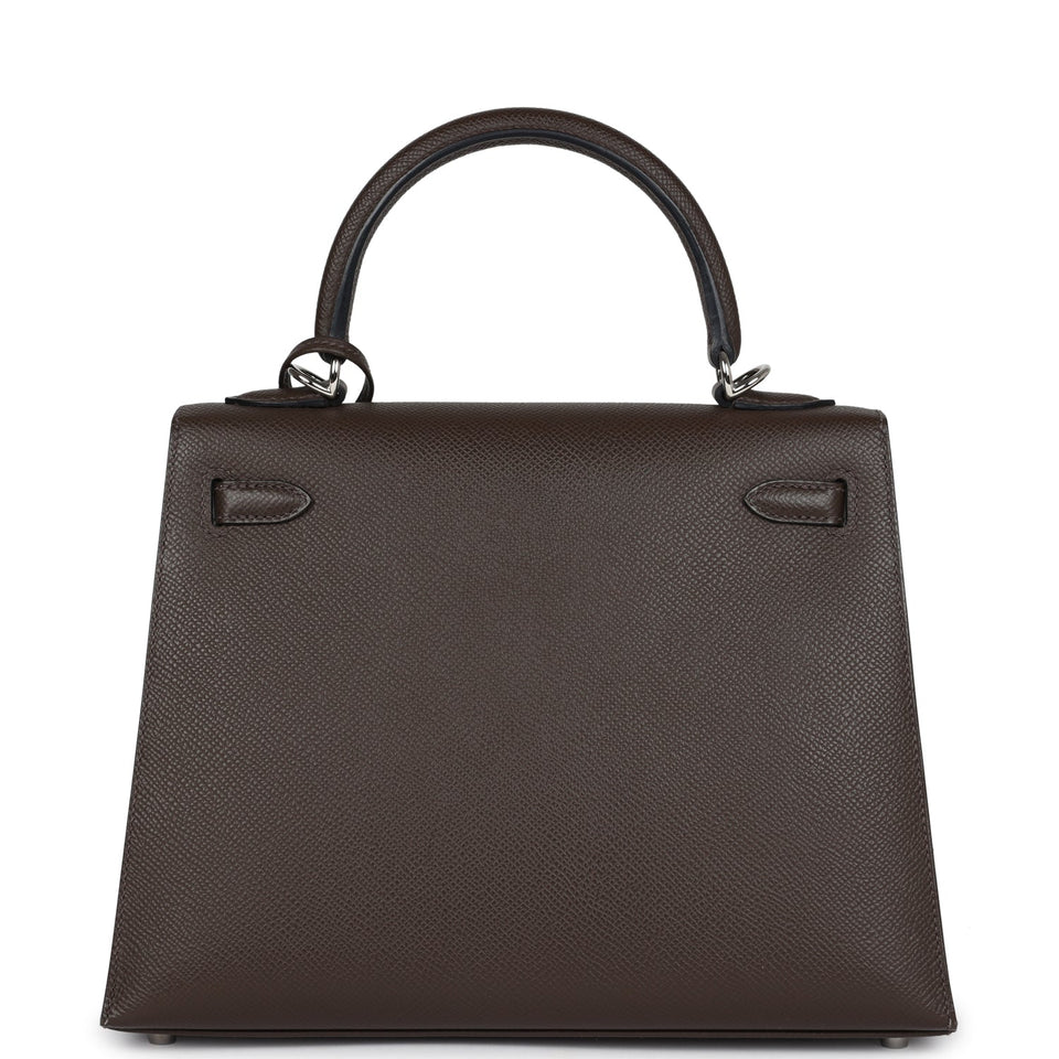 New Hermes Kelly Sellier 25 Ecorce Epsom Palladium Hardware