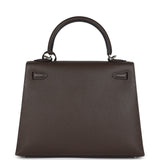 New Hermes Kelly Sellier 25 Ecorce Epsom Palladium Hardware