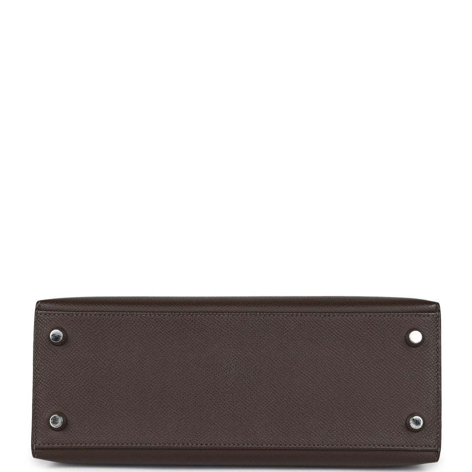 New Hermes Kelly Sellier 25 Ecorce Epsom Palladium Hardware