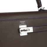 New Hermes Kelly Sellier 25 Ecorce Epsom Palladium Hardware
