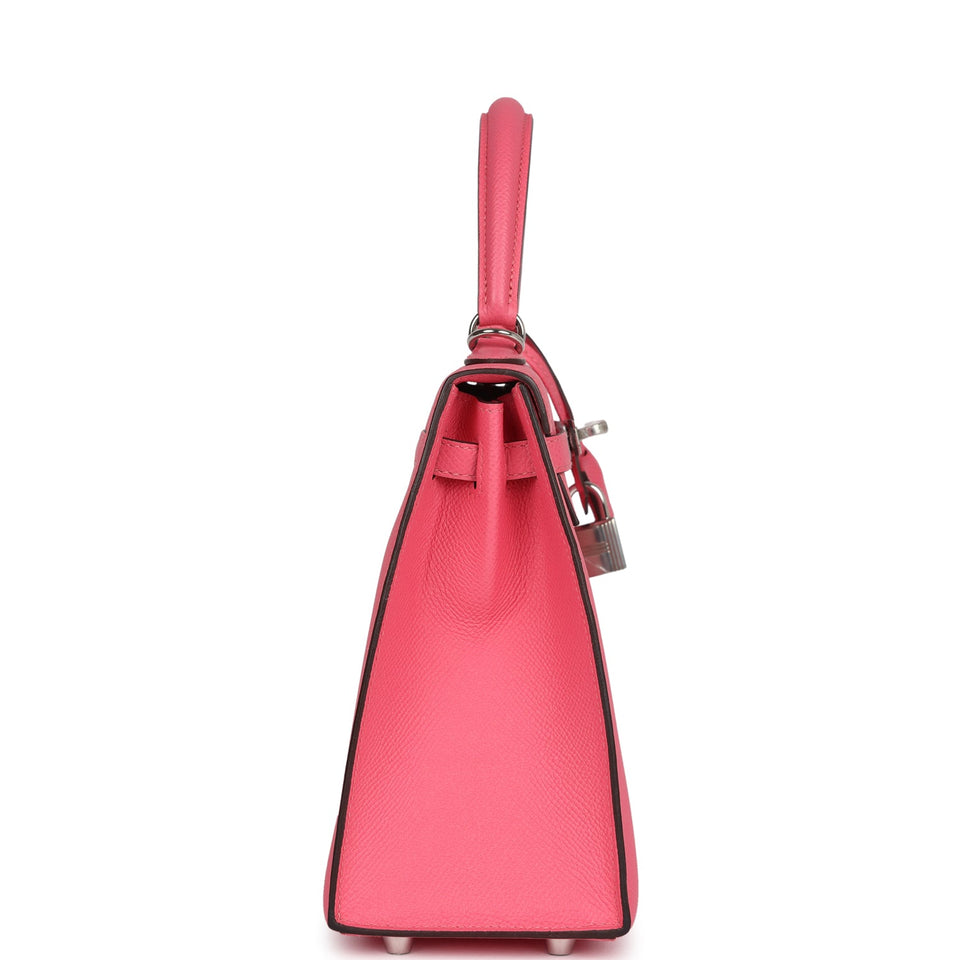 Hermes Kelly Sellier 25 Rose Azalee Epsom Palladium Hardware